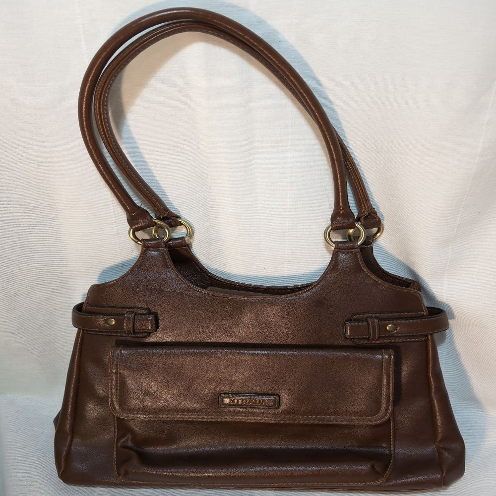 Strada Vinyl Handbag, Brown